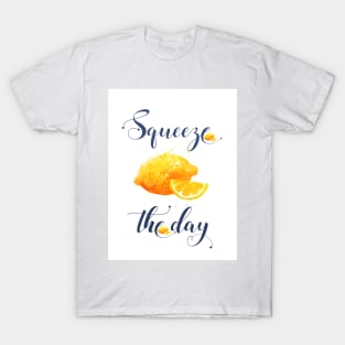 Squeeze the Day Lemon Happiness Art Kitchen Restaurant Decor T-Shirt